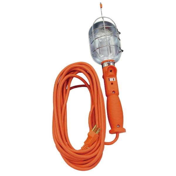 Southwire 16/3-Gauge 75W Incan Trouble Light w/Grounded Outlet, 25Ft Cord, Ornge 691 - main